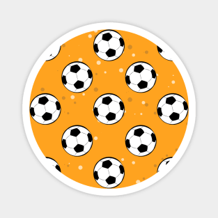 Football / Soccer Balls - Seamless Pattern on Orange Background Magnet